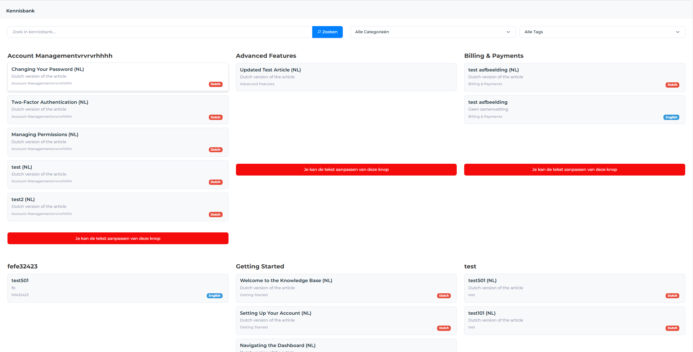 Knowledge Base Dashboard